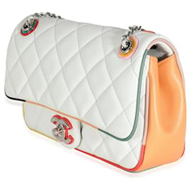 Chanel-Chanel 17C White Multicolor Quilted Lambskin Small Cuba Color Flap Bag-White,Multiple colors