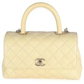 Chanel-Chanel Yellow Quilted Caviar Mini Coco Top Handle-Yellow