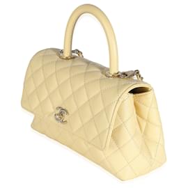 Chanel-Chanel Yellow Quilted Caviar Mini Coco Top Handle-Yellow