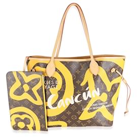 Louis Vuitton-Louis Vuitton Tahitienne Monogram Canvas Cancún Neverfull MM-Castaño,Amarillo