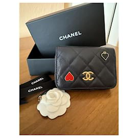 Chanel-Chanel Spade & Heart VIP gift wallet-Navy blue