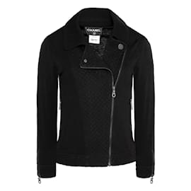 Chanel-CC Logo Black Biker Jacket-Black