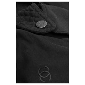 Chanel-Giacca da motociclista nera con logo CC-Nero