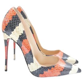 Christian Louboutin So Kate striped snakeskin heels Orange
