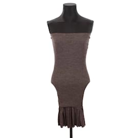 Jean Paul Gaultier-wrap wool skirt-Brown