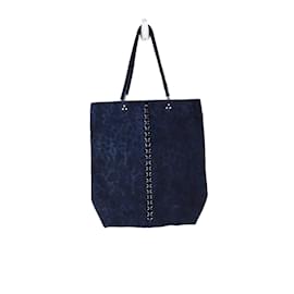 Jerome Dreyfuss-Suede Fringe Tote-Blue