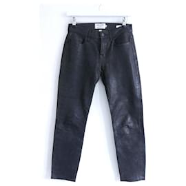 Frame Denim-Pantalones de cuero Frame Le Garcon-Negro