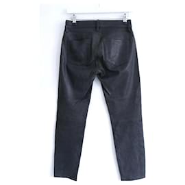 Frame Denim-Frame Le Garcon leather jeans-Black