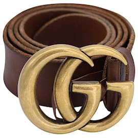 Gucci-Gucci Gürtel mit GG-Schnalle aus braunem Leder-Braun