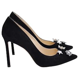 Jimmy Choo-Jimmy Choo verschönerte Jasmine 100 Pumps aus schwarzem Wildleder-Schwarz