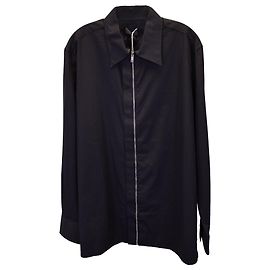 Camisa Givenchy Boxy Fit com zíper frontal em algodão preto Preto