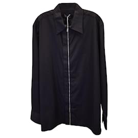Givenchy-Givenchy Boxy Fit Chemise zippée sur le devant en coton noir-Noir
