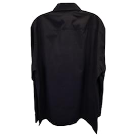 Givenchy-Givenchy Boxy Fit Zipped Front Shirt in Black Cotton-Black