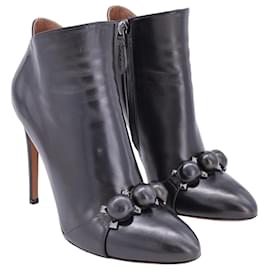 Alaïa-Alaia Bombe Ankle Boots in Black calf leather Leather-Black