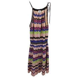 M Missoni Metallic Stripe Halter Dress in Multicolor Viscose Other Python print