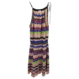 M Missoni-M Missoni Metallic Stripe Halter Dress in Multicolor Viscose-Multiple colors