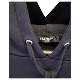 Balmain-Balmain Rainbow Logo Hoodie in Black Cotton-Black