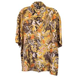 Camicia Fendi Fragment Print in seta gialla Giallo