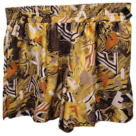 Fendi-Shorts estampados Fendi em seda amarela-Amarelo