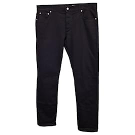 Alexander Mcqueen-Alexander McQueen Jean stretch avec poche à logo en coton noir-Noir