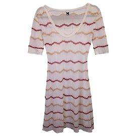 M Missoni Wave Stripe Dress in White Viscose White