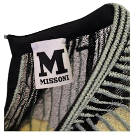 M Missoni-Vestido listrado de manga curta M Missoni em viscose multicolor-Multicor