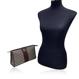 Gucci-Ophidia-Kosmetiktaschen-Clutch mit Monogramm-Canvas und Streifen-Beige
