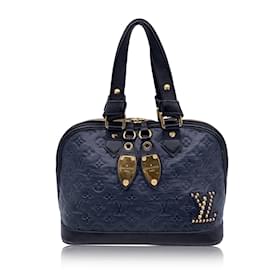 Louis Vuitton-Blaue Neo Alma gefütterte Jeu-Tasche aus Leder mit Monogramm-Blau