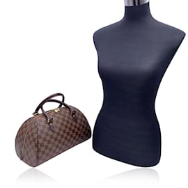 Louis Vuitton-Damier Ebene Canvas Ribera MM Satchel Bag Handbag-Brown