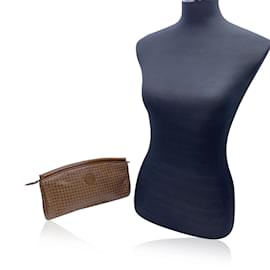 Fendi-Vintage Beige Tan Woven Leather Clutch Handbag Bag-Beige