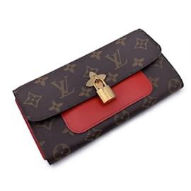 Louis Vuitton-Monogram Canvas Flower Lock Long Wallet Red-Brown