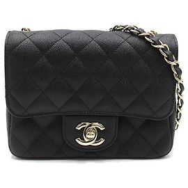 Chanel Bolsa Mini Quadrada Clássica Caviar com Aba Outro