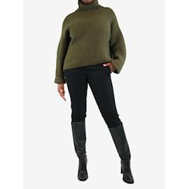 Anine Bing-Grüner Alpaka-Pullover mit Stehkragen – Größe M-Grün