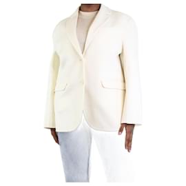 Anine Bing-Cream padded-shoulder wool blazer - size L-Cream