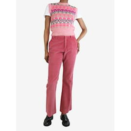 Etro-Pantaloni svasati in velluto a coste rosa - taglia UK 8-Rosa