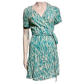 Diane Von Furstenberg Vestido envelope DvF de viscose branco e turquesa. Branco Turquesa