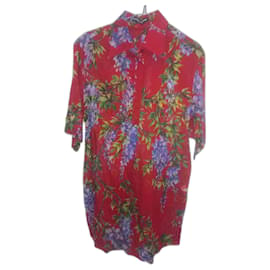 Dolce & Gabbana-Camisa de estampado floral en color rojo Wisteria de Dolce & Gabbana.-Roja,Multicolor,Púrpura