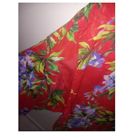 Dolce & Gabbana-Camisa Dolce & Gabbana com estampa floral de glicínia vermelha.-Vermelho,Multicor,Roxo