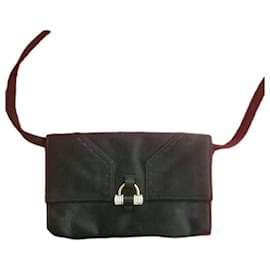 Yves Saint Laurent-Yves Saint Laurent Muse II Rive Gauche Satin Handbag-Black,Gold hardware