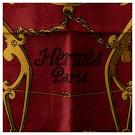 Hermès-Bufanda de seda roja Hermes Par Mefsire Antoine De Plvvinel-Roja