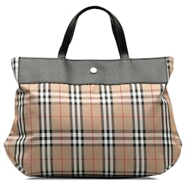 Burberry-Burberry Brown House Check Tote Bag-Brown,Beige