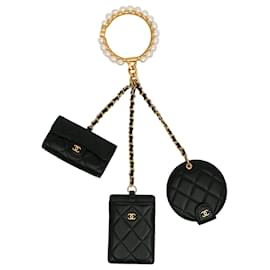Chanel-Chanel Black Pearl Crown CC Wristlet Multi-Beutel-Schwarz