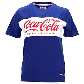 Tommy Hilfiger T-shirt da donna con logo Coca Cola in puro cotone Blu