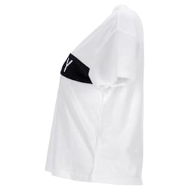 Tommy Hilfiger-T-shirt corta da donna con logo-Bianco