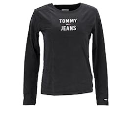 Tommy Hilfiger-T-shirt da donna a maniche lunghe, vestibilità regolare-Nero