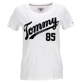 Tommy Hilfiger-Top con logo retro para mujer-Blanco