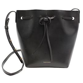 Mansur Gavriel-Mini Bucket Bag in Black & Silver-Black