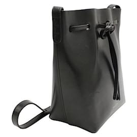 Mansur Gavriel-Mini Bucket Bag in Black & Silver-Black