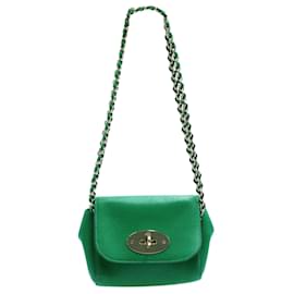 Mulberry-Green Grained Leather Mini Crossbody Bag-Green