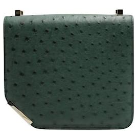 Bally-The Corner Bag in Green Ostrich Leather-Green
